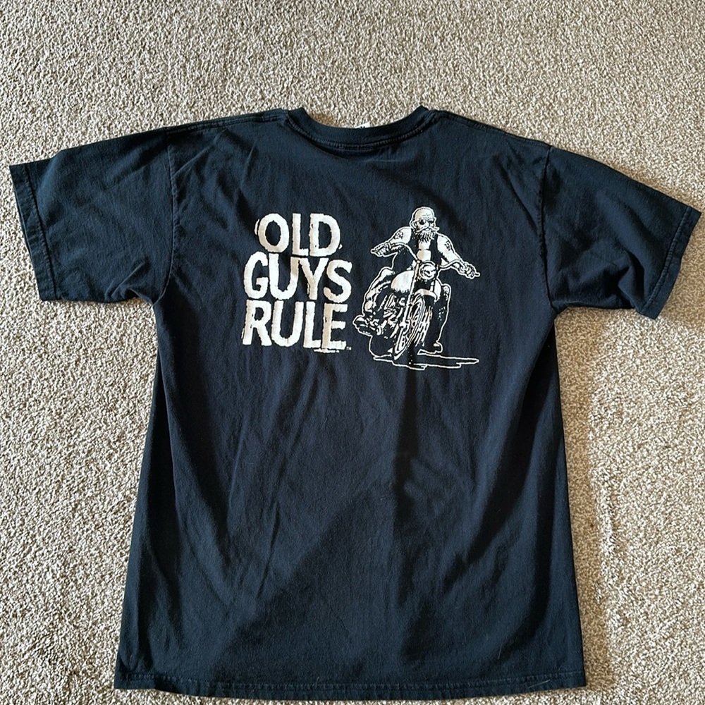 🏍️ Vintage Old Guys Rule Motorcycle Graphic Tee – Black Biker Shirt